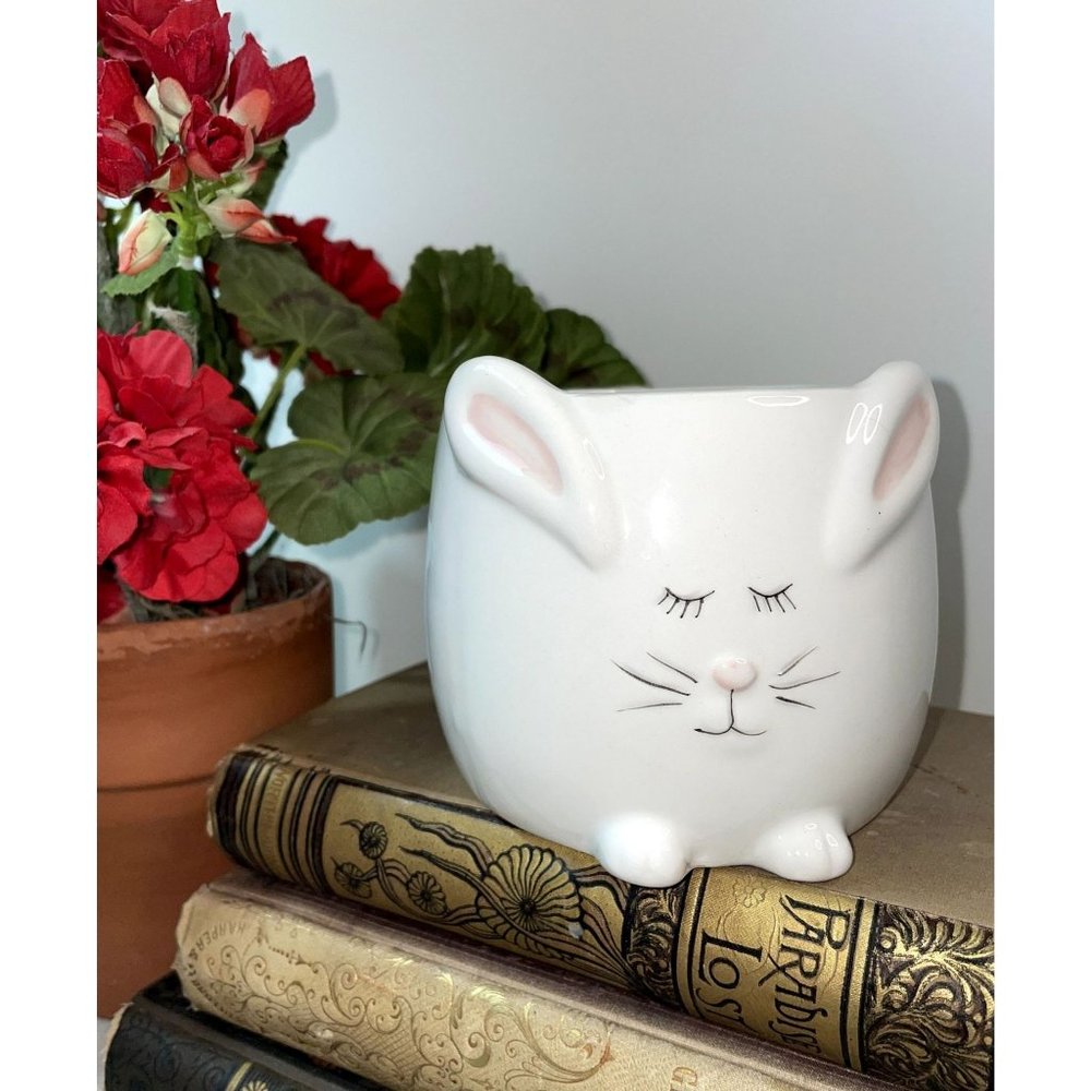 Arlington Designs Easter Bunny Rabbit MUG Sweet Face Blue Interior